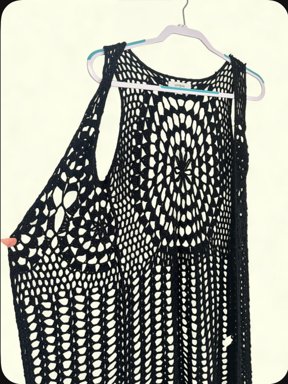 Umgee Black whimsigoth fairy grunge boho festival crochet fringe cardigan